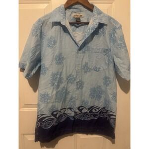 Urban Pipeline Shirt‎ Mens Medium Short Sleeve Button Down Hawaiian Beach Blue
